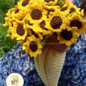 Anita Kids Sunflower Crochet Bouquet - Yellow and Brown
